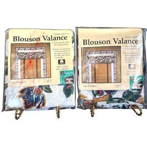 2 Vtg Right at Home Blouson Valances Windsor Style 86" Extra Wide